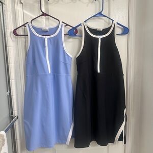 Elegant Zip-Front Sleeveless Dress - Black and Blue